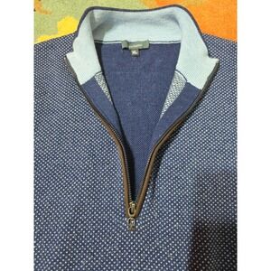 Turtleson Sweater Mens XL Blue Quarter Zip Extra Fine Merino Wool Logo